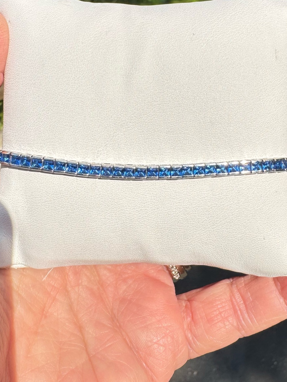 Sam & Co. 925 Sterling Silver Blue Spinel Tennis Bracelet